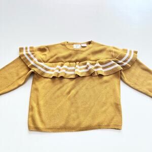 Zara girls mustard yellow ruffled sweater size 3/4